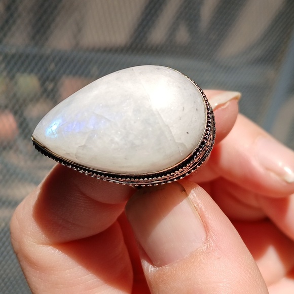 New Rainbow Moonstone 925 Silver Ring. - Picture 4 of 12